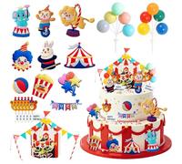 Decoracion Tarta Circo, Decoración De Tartas, Animales Payaso Globo Piezas Circo Para Tartas, Decoración De Circo, Diy Decoración Cumpleaños Circo Carnaval Fiesta,24pcs (colorful4)