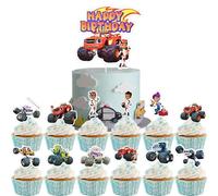 Decoración Tarta Coche, Decoración Tarta Blaze, 13 Pcs Decoracións Tartas Coche, Decoracións Tartas Monster Truck, Temática Cumpleaños Infantil Blaze Car