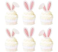 Decoracion Tarta Conejitos,Decoracion Tarta de Pascua, Orejas de Conejos de Pascua Decoracion, Decoración de Pasteles de Pascua, Cupcake Toppers para Cumpleaños, Baby Showers (C)