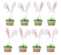 Decoracion Tarta Conejitos,Decoracion Tarta de Pascua, Orejas de Conejos de Pascua Decoracion, Decoración de Pasteles de Pascua, Cupcake Toppers para Cumpleaños, Baby Showers (A)