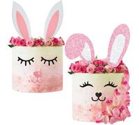 Decoracion Tarta Conejitos,Orejas de Conejos de Pascua Decoracion,Decoración para Tarta de Pascua, para Cumpleaños, Fiestas de Pascua