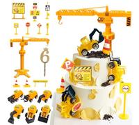 Decoracion Tarta Construcción Sitio 6 Años, Adornos Tarta Cumpleaños Niño Excavadora 6, Cake Cupcake Topper Señales Tráfico, Construcción Juguete Decoracion Cumpleaños para Niños Niña