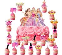 Decoracion Tarta Cumpleaños Barib, 21 Piezas Princesas Decoracion Tarta, Cake Topper Barib, Topper Tarta Cumpleaños Barib, Princesas Cupcake Topper, Decoración para Fiesta de Cumpleaños