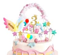 Decoración Tarta Cumpleaños Niña Unicornio 3, Adornos Tarta y Cupcake Topper Unicornio
