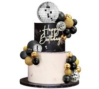 Decoración Tarta de Bolas, Decoracion Tarta Discoteca, 32 Pcs Adornos para Tartas de Cumpleaños, Decoración de Pastel para Fiesta de Cumpleaños, Boda