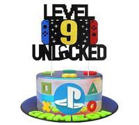 Decoración Tarta de Cumpleaños de Videojuegos, 9 cumpleaños Cupcake Toppers de Videojuegos, Decoración Brillante con Tema de Consola, Toppers para Cupcakes para Fiesta de Cumpleaños Infantil