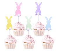 Decoracion Tarta de Pascua, 20 Pcs Decoracion Tarta Conejitos, Conejos de Pascua Cake Topper, Conejito Cupcake Toppers para Fiestas de Pascua, Cumpleaños