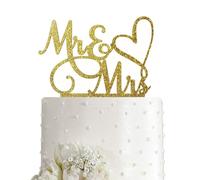 Decoracion Tarta Mr & Mrs, Mr and Mrs Cake Topper, Decoración Pastel de Boda, Novios para Tarta de Boda, Fiesta de Bodas, Aniversario (Oro)