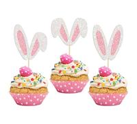 Decoración Tarta Pascua, 12pcs Decoración Tarta Conejo, Topper Conejo, Decoración para Cupcakes de Pascua, Decoración para Pasteles Conejito, Adornos Dulces para Tartas de Pascua (A)
