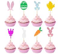Decoración Tarta Pascua, 16pcs Decoración Tarta Conejo, Topper Conejo, Decoración para Cupcakes de Pascua, Decoración para Pasteles Conejito, Adornos Dulces para Tartas de Pascua (B)