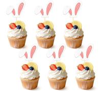 Decoración Tarta Pascua Cake Toppers Lindo Conejo Orejas de Conejos Zanahoria Páscoa Deco de Pasteles para Fiesta de Pascua Primavera Cumpleaños Reunión (C-24PCS)