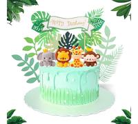 Decoracion Tarta Selva, 12 Piezas Tarta Cumpleaños Animales, Figura Selva Cake Topper, Adornos Tarta Figuras para Niños Niñas Fiestas de Cumpleaños Accesorios