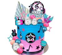 Decoración Tartas Disco, Decoraciones Musicales para Tartas, Notas Musicales Pastel Toppers, Artículos para Fiestas Disco Rock para Celebraciones de Cumpleaños con Temática Musical (A)