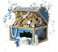 Decoración Temática de Cofre del Tesoro para Acuario - Casa de Gambas de Resina - Decoración de la Pecera | para el Escondite de Gambas y Descanso de Lagartos y Juego de Tortugas y Paisajismo de Terra