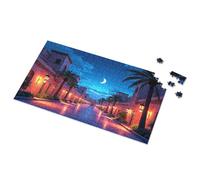 Decoración vintage Night Walk In The Palm-Lined Street Picture Puzzle Funny Home Sign Vintage Signs Metal (500 piezas)