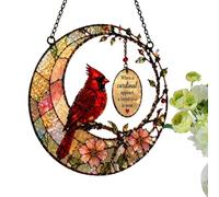 Decoración Vitral - Decoración para el hogar de vidrieras cardenales - Atrapasueños rojo de ventana | para la abuela mamá mujer interior exterior jardín patio puerta de entrada sala dormitorio balcón