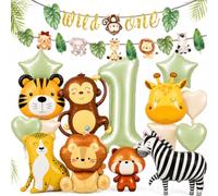 Decoración Wild One Primer Cumpleaños, Kit de Globos Safari Número 1