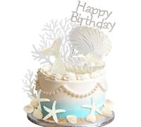 decoración y topper de pastel de animales marinos para cumpleaños o fiesta de babyshower con temas oceánicos o bajo el mar