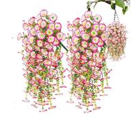 Decoraciónde petunias artificiales eternas - Petunias artificiales para exteriores - Decoración de verano resistente a los rayos UV flores falsas de sintético verde arbusto planta interior ex