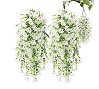 Decoraciónde petunias artificiales eternas - Petunias artificiales para exteriores - Decoración de verano resistente a los rayos UV flores falsas de sintético verde arbusto planta interior ex