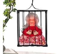 Decoraciones animadas de Halloween gritando | Jaula aterradora prisionera enjaulada | Decoración de Halloween gritando con sensor de movimiento y luz, decoración animada