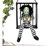 Decoraciones animadas de Halloween gritando | Jaula aterradora prisionera enjaulada | jaula de prisionero espeluznante, decoración de Halloween gritando con sensor de movimiento y luz