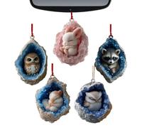 Decoraciones Animales Geoda De Coronael - Acrílicos de 2,76 Pulgadas | Conjunto de 5 Piezas - Decoración Versátil para Abeto, Coche, Ventana, Pared, Puerta, Fiestas, Celebraciones