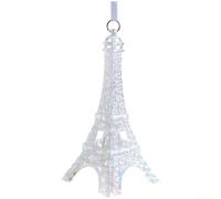 Decoraciones colgantes de acrílico transparente para árboles de Navidad con efectos multicolor y formas temáticas, adecuadas para decoración navideña (torre colorida)