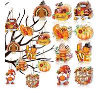 Decoraciones colgantes de árbol de Acción de Gracias, mini adornos de papel con gnomo, calabaza, pavo, hojas, flores, decoración colgante de otoño para árbol pequeño, baby shower, cumpleaños