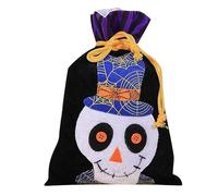 Decoraciones colgantes de Halloween, paquete de 4 bolsas pequeñas reutilizables con asas, ideales para fiestas de Halloween y decoraciones reutilizables de aperitivos (azul, 27 x 18 cm)