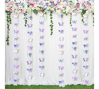 Decoraciones Colgantes de Mariposas 3D Decoración de Papel Láser Serpentina de Fiesta para Decoración de Hogar Decoraciones de Baby Shower Cumpleaños, 4 Piezas, 80 Mariposas Pequeñas