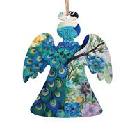 Decoraciones colgantes de Navidad con estampado de pavo real azul en óleo, manualidades de bricolaje, perfecto para colgantes de árbol de Navidad y Año Nuevo