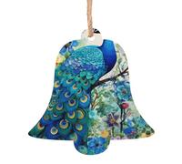 Decoraciones colgantes de Navidad con estampado de pavo real azul en óleo, manualidades de bricolaje, perfecto para colgantes de árbol de Navidad y Año Nuevo