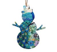 Decoraciones colgantes de Navidad con estampado de pavo real azul en óleo, manualidades de bricolaje, perfecto para colgantes de árbol de Navidad y Año Nuevo