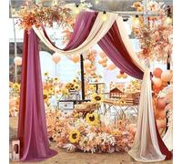 Decoraciones con cortinas para bodas, 2 uds arco de boda gasa drapeado 75x600cm conjunto combinado flores artificiales for ceremonia en el hogar(A Without Flower)