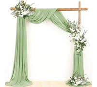 Decoraciones con cortinas para bodas, Tela drapeada 2 uds. Cortinas transparentes de gasa con arco boda, telón fondo multicolor, varios tamaños(Sage Green,2pcs 70x600cm)