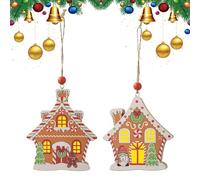 Decoraciones de Abeto | 2 Piezas De Madera Colgables De Colección con Luz - Casa En D Especia De Abeto De - para Suministros De Fiesta De Vacaciones Hogar Cocina Al Aire Libre J