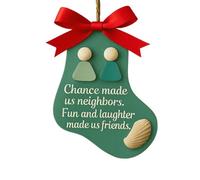 Decoraciones de amistad de cristal de mar de Navidad, adornos acrílicos hechos a mano de la hermandad, adorno de amistad con texto en inglés "I Wish You to Live Next Door", colgante de recuerdo de
