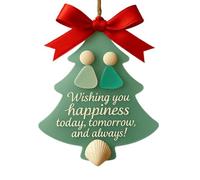 Decoraciones de amistad de cristal de mar de Navidad, adornos acrílicos hechos a mano de la hermandad, adorno de amistad con texto en inglés "I Wish You to Live Next Door", colgante de recuerdo de