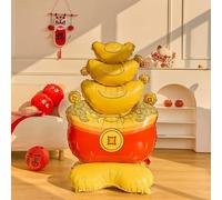 Decoraciones de Año Nuevo chino 2026-155 cm Globo de aluminio dorado apilado | Enorme Yuan Bao dorado 3D inflable para festival de primavera y bendición de riqueza | Decoración festiva grande