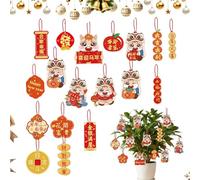 Decoraciones de Año Nuevo Chino - 5 * 5cm Juego de 18 Piezas Coplas Chinas | Calcomanías para Ventanas, linternas Rojas, del Personaje Fu, Pegatina para Puerta, Colgante del Festival de Primavera