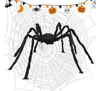Decoraciones De Araña, 78,7 Pulgadas araña de Halloween Decoraciones Interiores - Accesorios Peludos de Miedo para Fiesta del Porche Festival