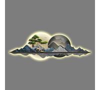 Decoraciones de arte mural 3D creativas, esculturas de pared, lámpara, arte colgante de pared, cuadro colgante de pared de paisaje, decoración oriental para el hogar y el pasillo, pintura colgante de