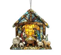 Decoraciones de atrapasueños de Navidad, adornos acrílicos coloridos para ventana de belén de Navidad, decoración del hogar pintada a mano, arte acrílico teñido, atrapador de luz colorido para el