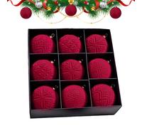 Decoraciones de bolas de Navidad - 9 piezas bolas de terciopelo encantadoras - Juego de decoraciones navideñas irrompibles de 9,9 cm - para celebrar fiestas de invierno en interiores en casa