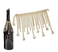 Decoraciones de botellas de vino | 3.6-Inch Rhinestone Tassel Adjustable Wine Bottle Charm | For Weddings, Parties, Celebrations, Birthdays, Home Table & Dining Decor