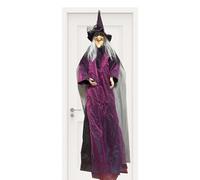 Decoraciones de brujas de Halloween - Figura de pie animada, sonido embrujado | Luces del sensor de movimiento, accesorios de risa diabólica con ojos brillantes para la sala de terror fiesta al aire