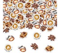 Decoraciones de café para despedida de soltera, 200 piezas de confeti de café Love is Brewing Decoraciones de despedida de soltera, taza de café, granos de café, dispersos de papel para cafetería