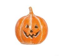 Decoraciones de calabaza hechas a mano, decoración de calabaza de resina de Halloween, apertura inferior para velas LED o luces de cadena, para escritorio y estante (8 cm)
