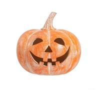 Decoraciones de calabaza hechas a mano, decoración de calabaza de resina de Halloween, apertura inferior para velas LED o luces de cadena, para escritorio y estante (17 cm)